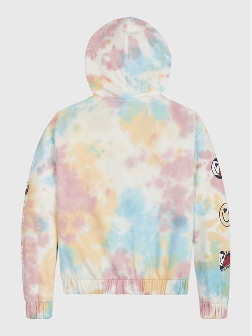 Sudadera desteñida con capucha y cremallera