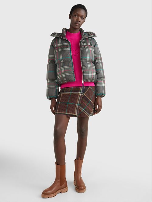 Chaqueta acolchada amplia de cuadros