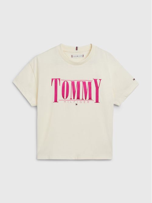 Camiseta con logo de satén