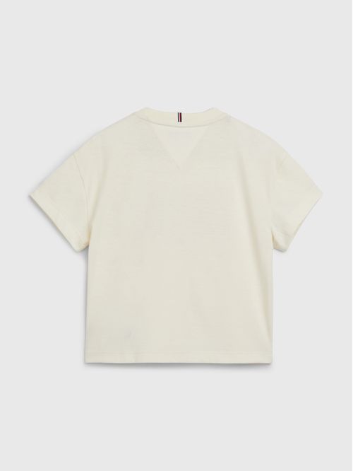 Camiseta con logo de satén