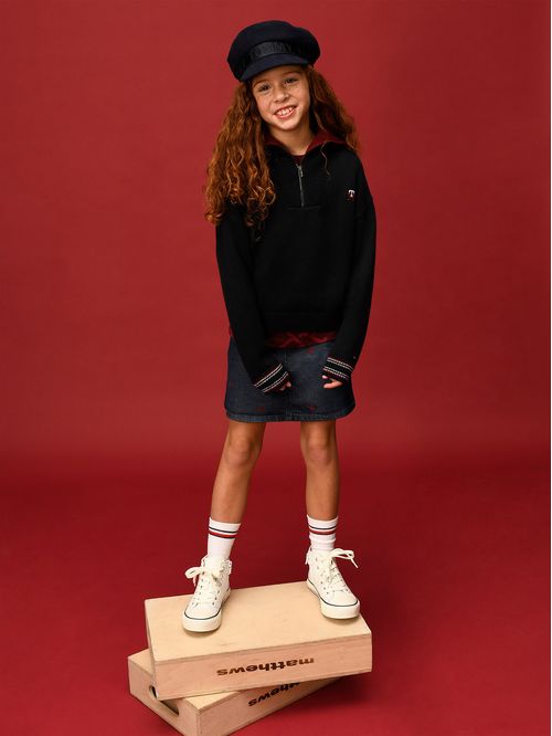 Falda vaquera con bordado del monograma TH