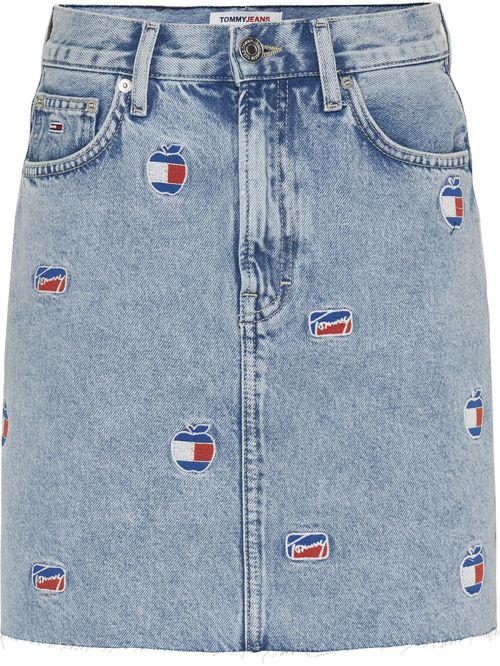 FALDA JEANS DE ALGODÓN RECICLADO CON LOGOS