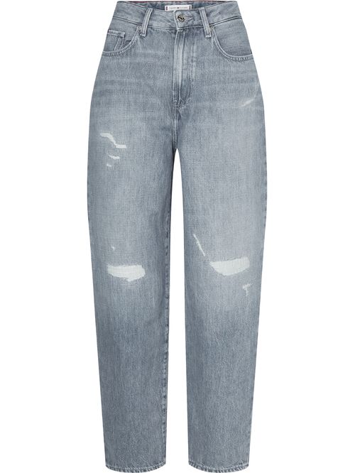 JEANS ALTOS CON CORTE GLOBO Y DESGASTADOS