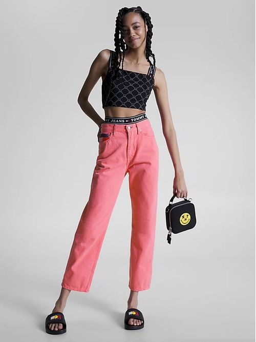 PANTALONES ROSAS RECTOS DE TALLE ALTO HARPER TOMMY JEANS X SMILEY®