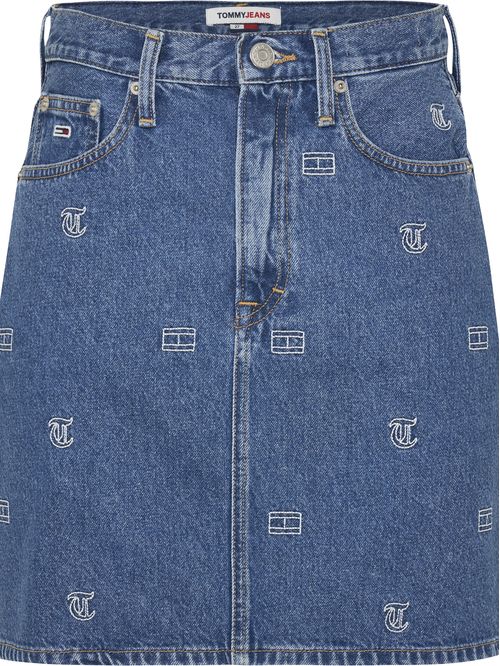 Falda denim estampada