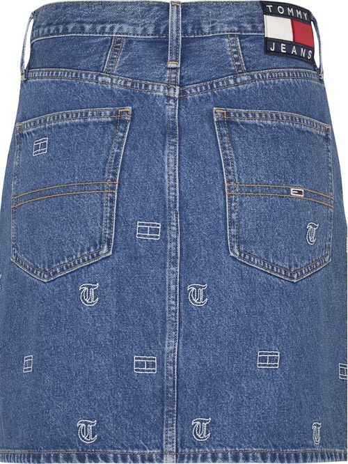 Falda denim estampada