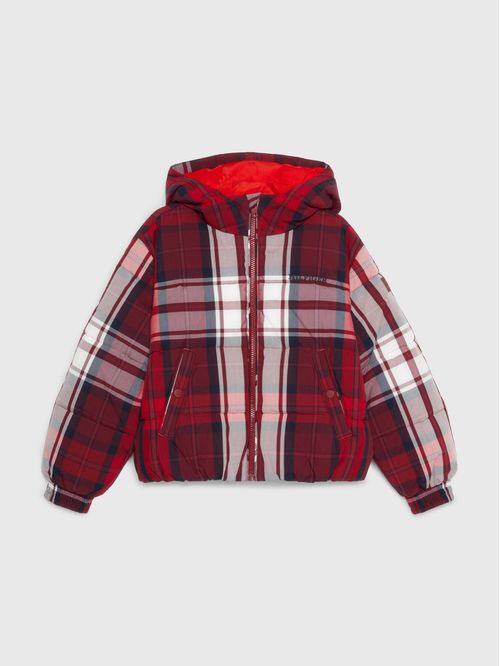 Chumpa de cuadros escoceses con capucha