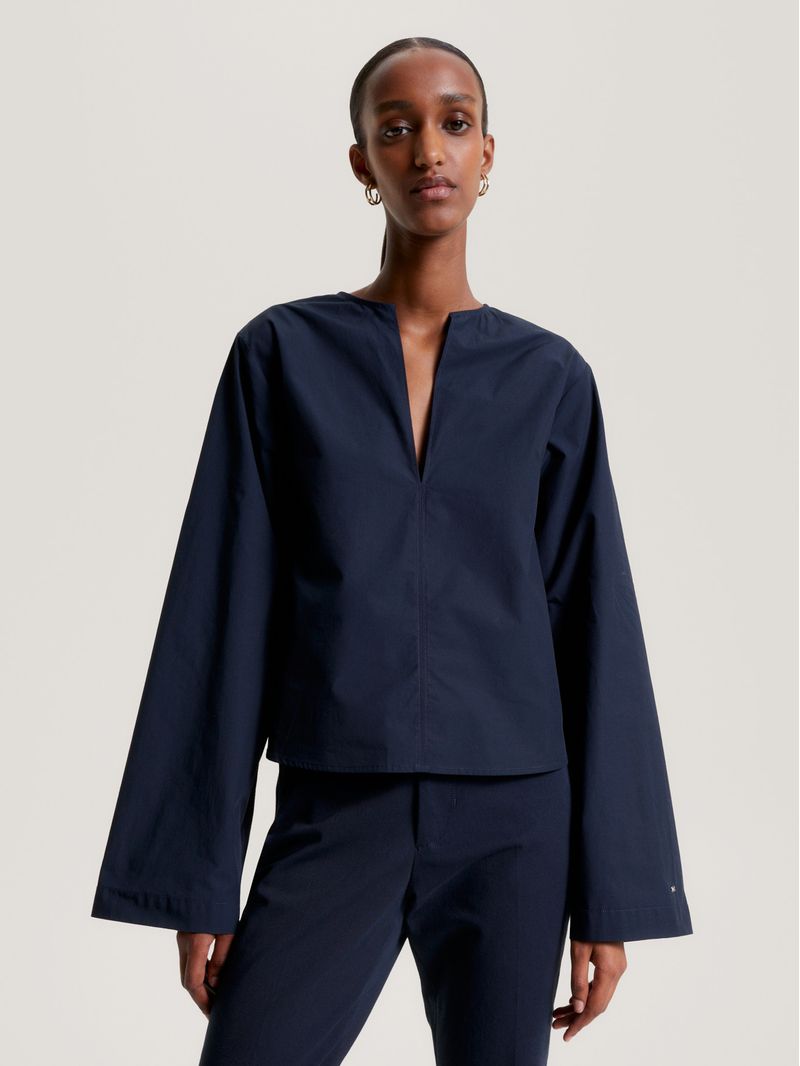 Camisa-de-corte-amplio-con-Cuello-en-V