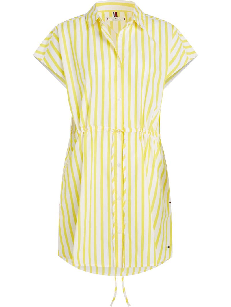 -Vestido-de-rayas-con-cuello-ingles