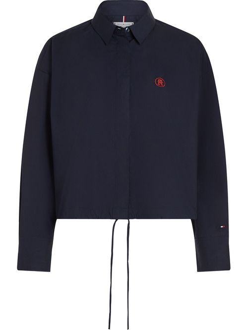 Camisa cropped con cordón y monograma TH