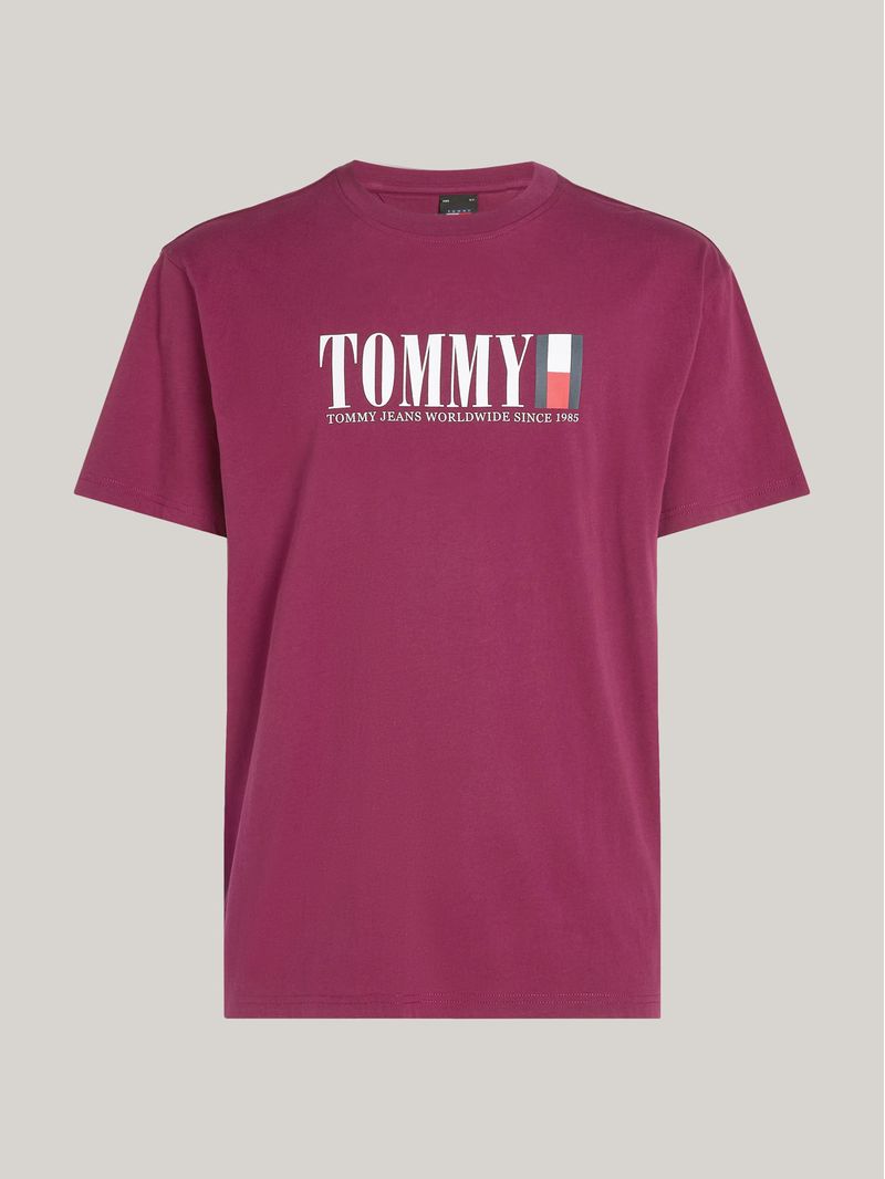 Playera-de-cuello-redondo-con-logo-de-Tommy