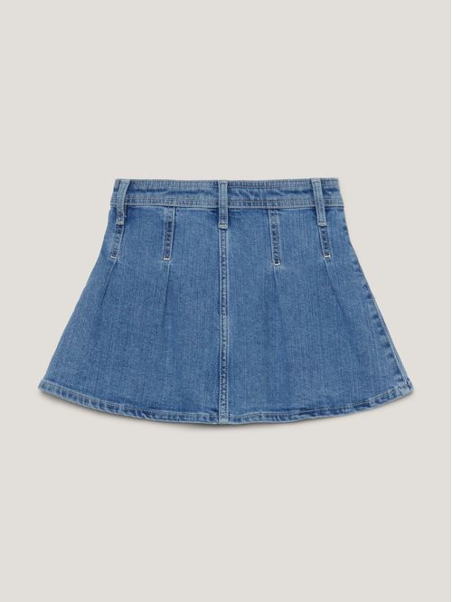 Minifalda denim con diseño plisado