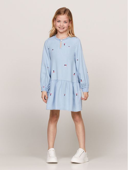 Vestido de corte evasé con bordado floral