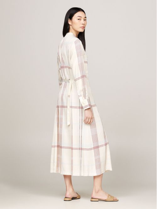 Vestido de cuadros midi con cincho