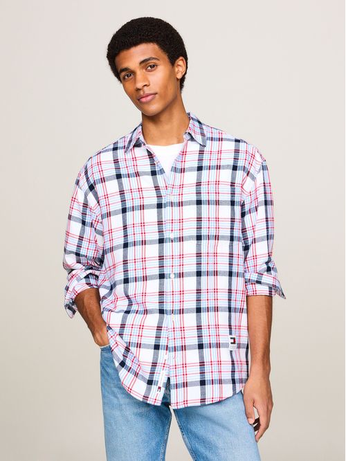 Camisa regular de cuadros con logo