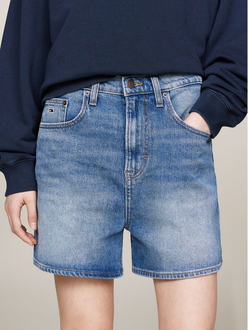 Short denim Mom de talle superalto
