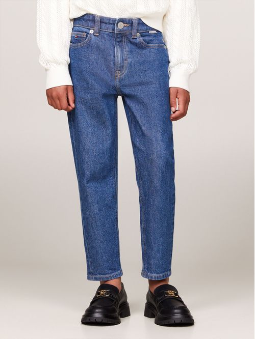 Jeans cónicos de talle alto y deslavados