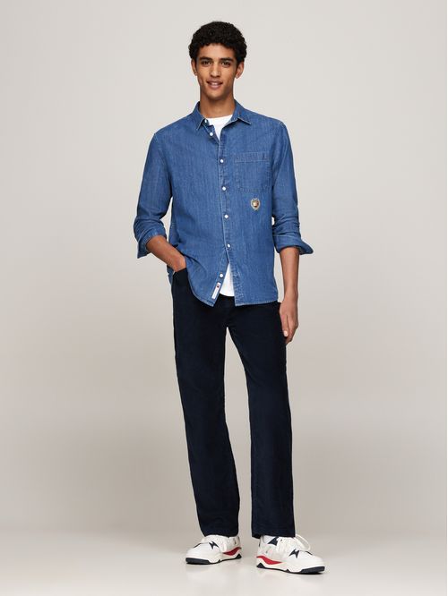 Camisa denim bordada de corte regular