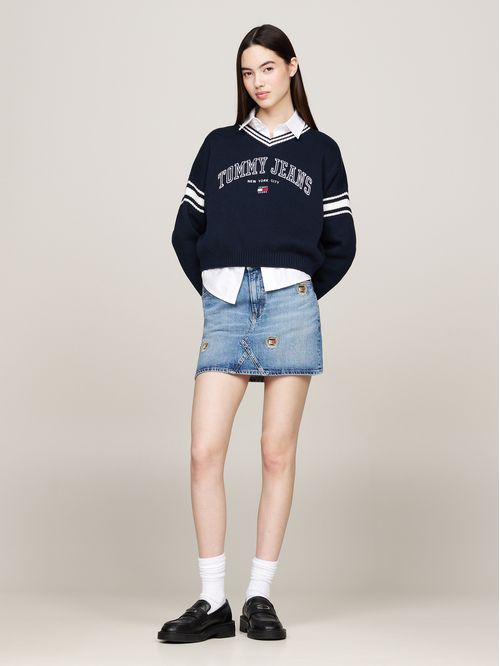 Falda denim corta Izzie de cintura media