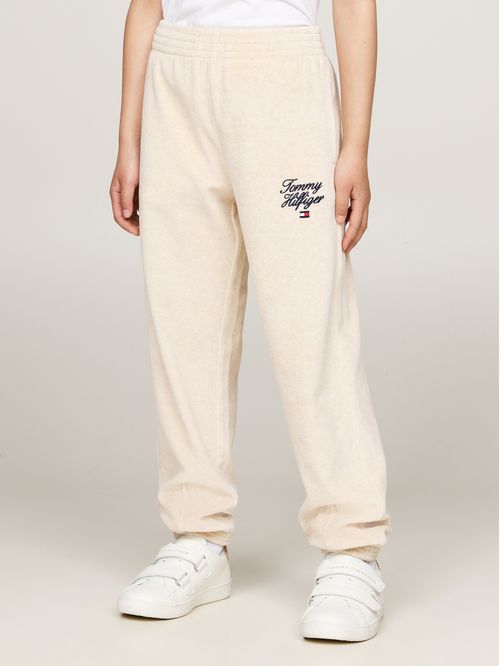 Pantalón velour con logo script