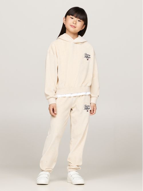 Pantalón velour con logo script