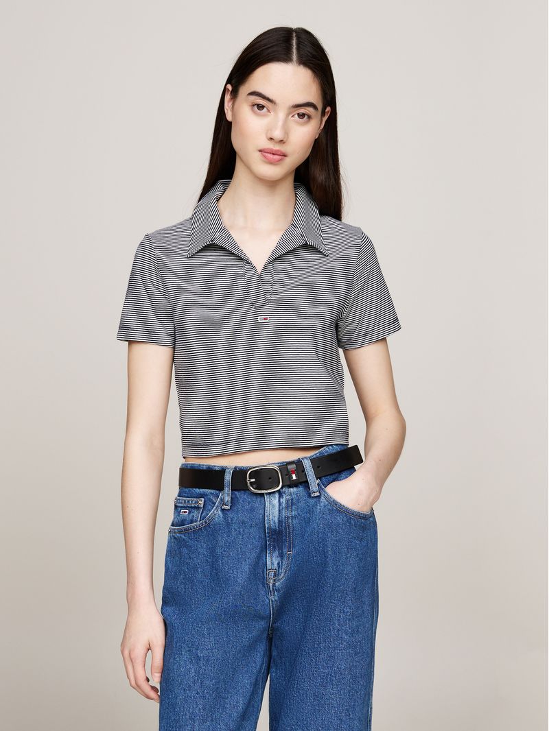 Polo-cropped-de-corte-slim-con-cuello-en-v