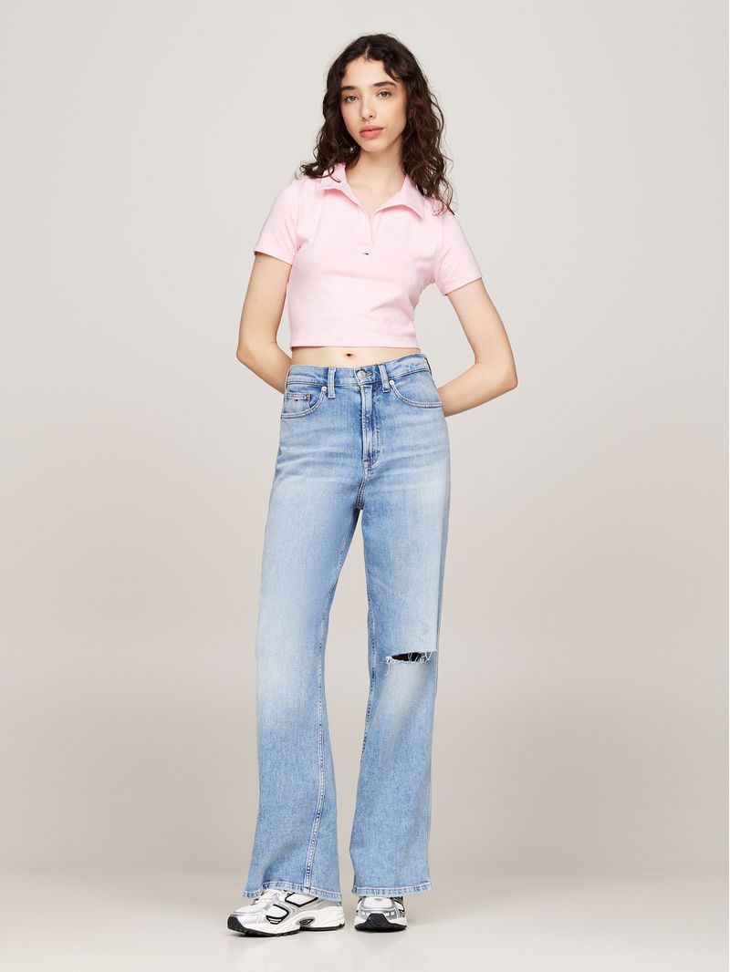 Polo-cropped-de-corte-slim-con-cuello-en-v