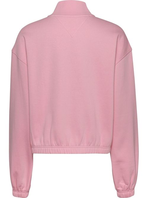 Sudadero cropped con zipper de un cuarto