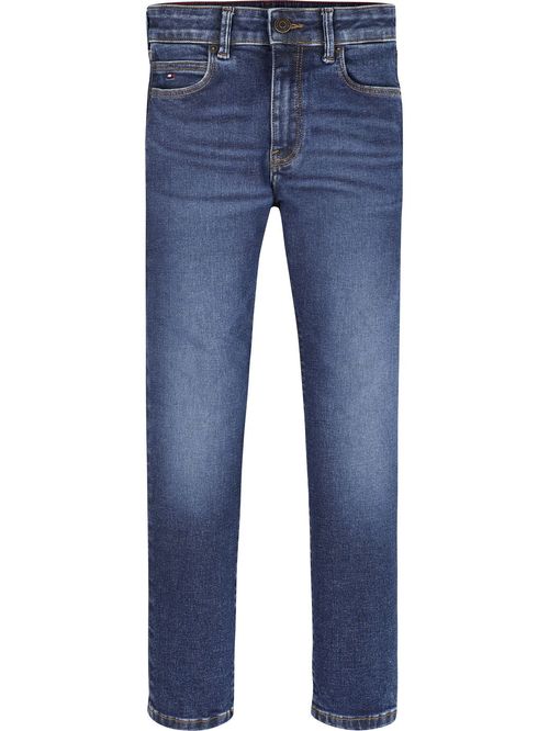 Jeans rectos desteñidos con lavado medio