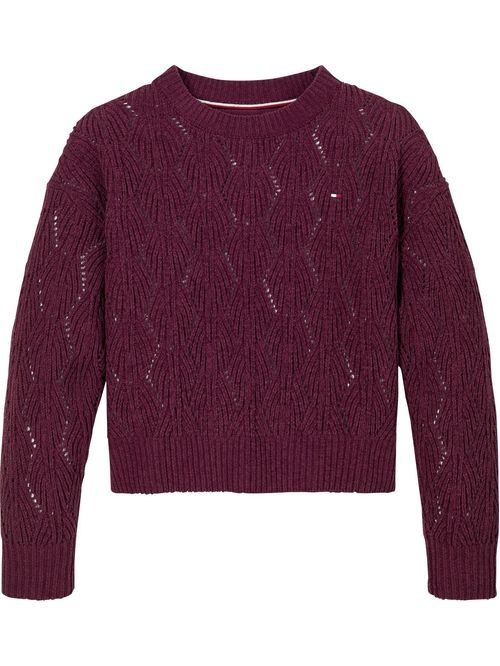 Suéter amplio de punto calado de chenilla