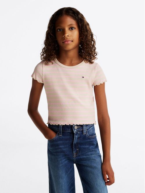 Playera de rayas con textura acanalada