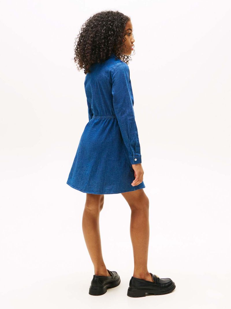 Vestido-denim-de-manga-larga-con-logo