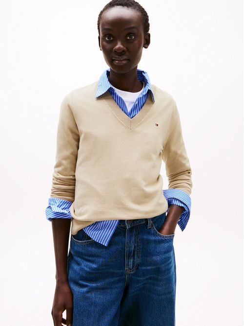 Suéter de punto con cuello en V