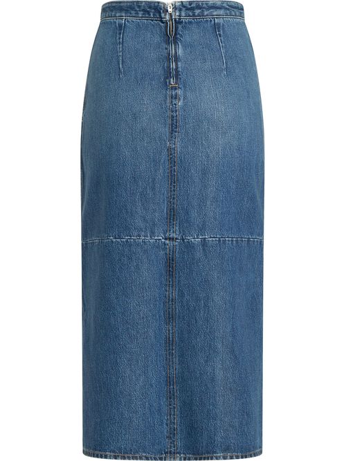 Falda midi denim jeans ajustado de talle alto
