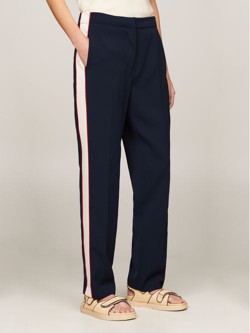 Pantalón de corte slim con diseño color block