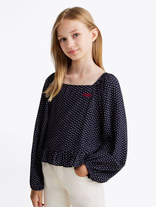 Blusa con fruncido y estampado de estrellas