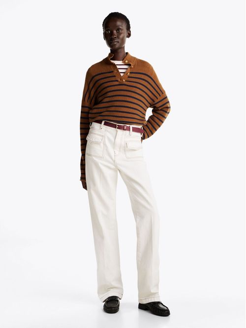 Jeans de talle alto y corte Bootcut con costuras a contraste