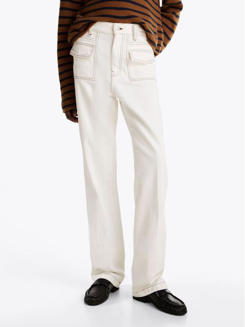 Jeans de talle alto y corte Bootcut con costuras a contraste