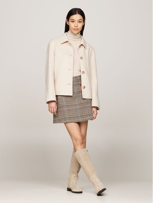 Minifalda de tweed a cuadros con lana