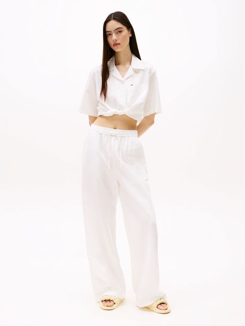 Camisa cropped de manga corta y corte amplio