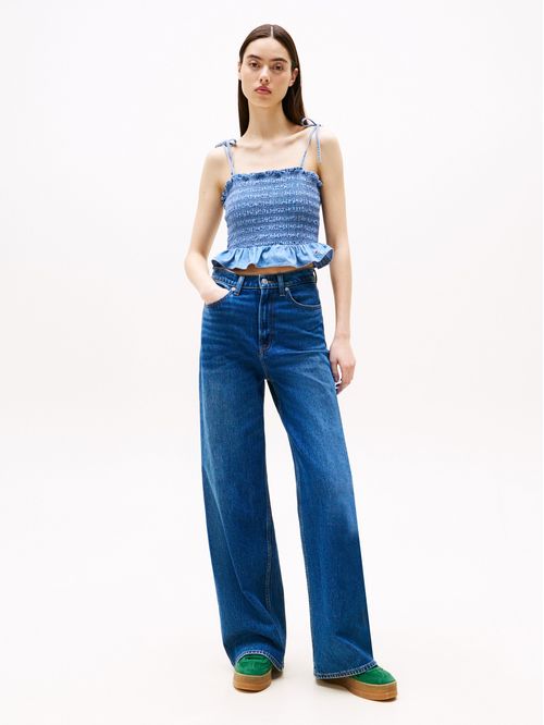 Top de chambray con tirantes anudables