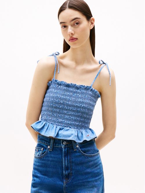 Top de chambray con tirantes anudables