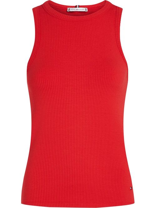 Playera acanalada sin mangas de corte slim