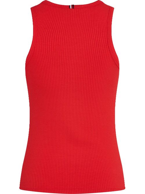 Playera acanalada sin mangas de corte slim