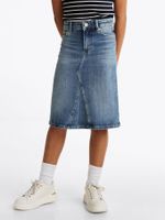 Falda-midi-chaqueta-jeans-con-lavado-vintage