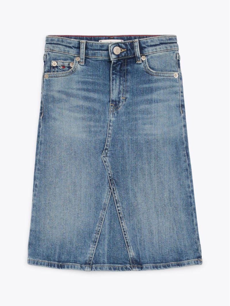 Falda-midi-chaqueta-jeans-con-lavado-vintage