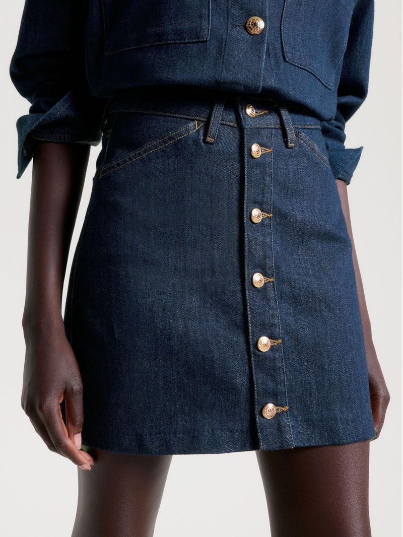 Minifalda-chaqueta-jeans-de-talle-alto