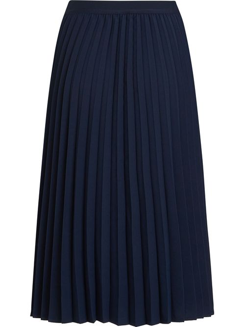 Falda midi plisada con logo en cintura