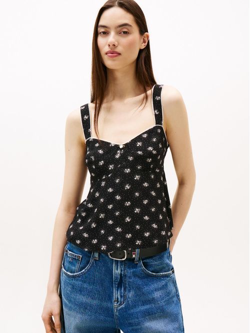 Blusa sin mangas con ribetes