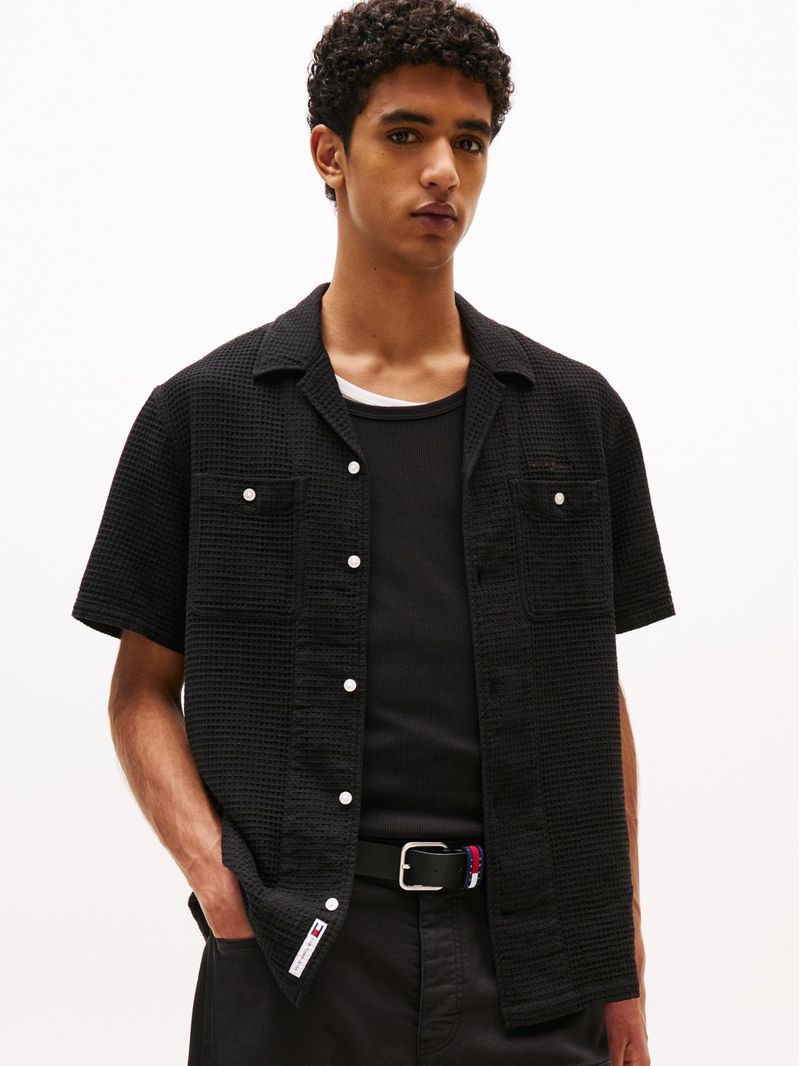 Camisa-de-manga-corta-en-punto-gofrado